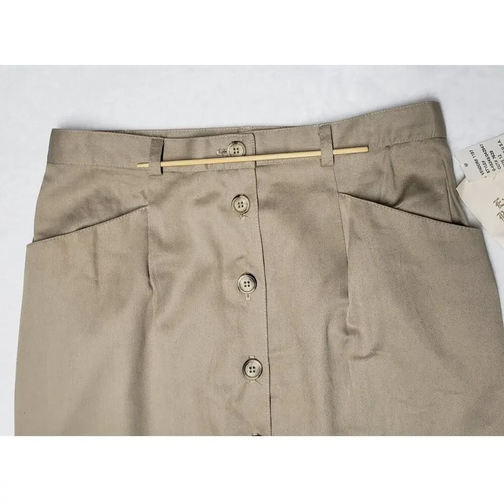 Vintage 90s Bedford Fair Maxi Skirt NWT 12 Khaki Cotton Utility Cottagecore